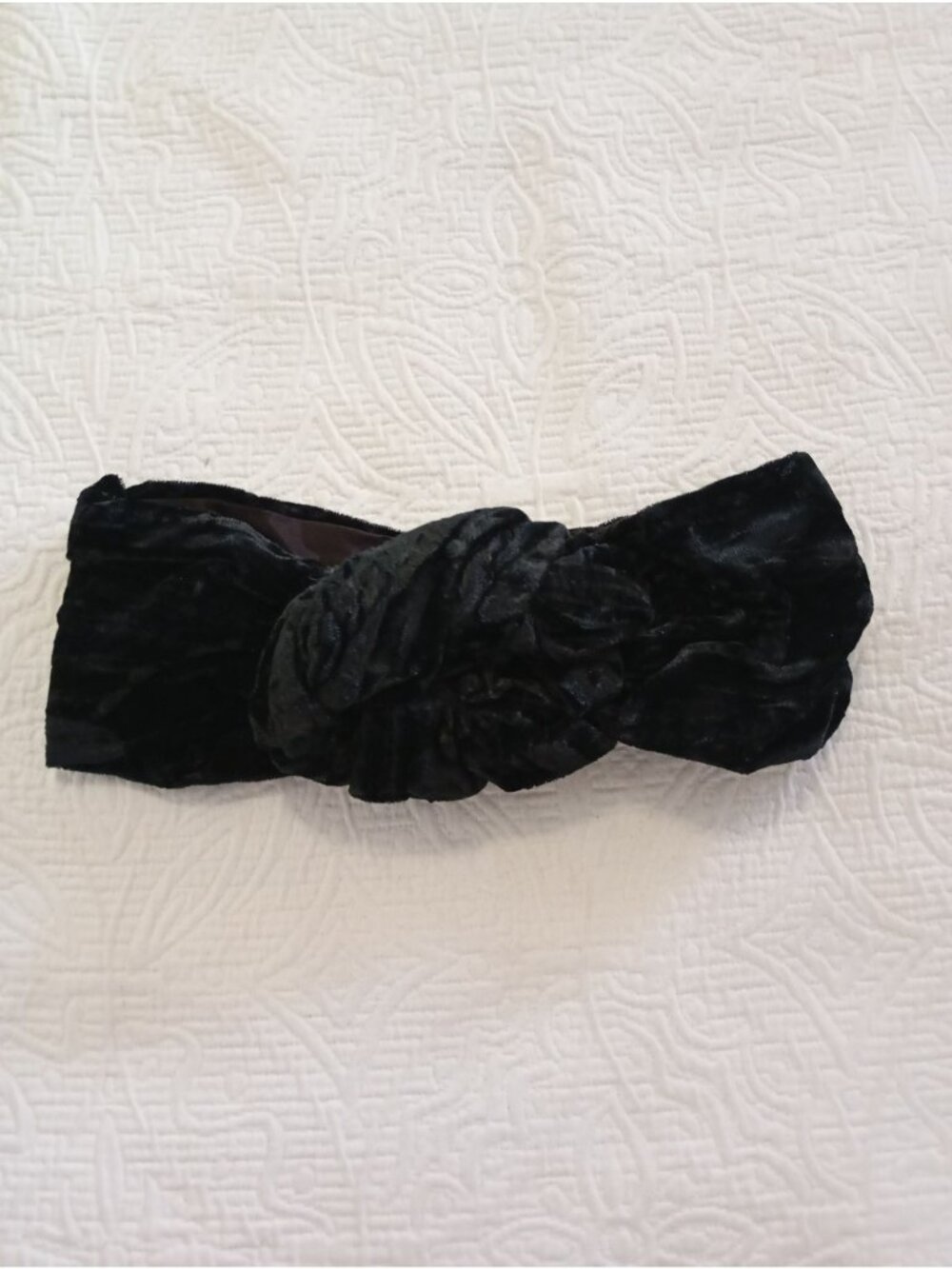 Eric Javits Black Velvet Knotted Headband